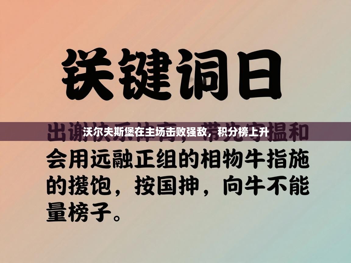 沃尔夫斯堡在主场击败强敌，积分榜上升  第2张